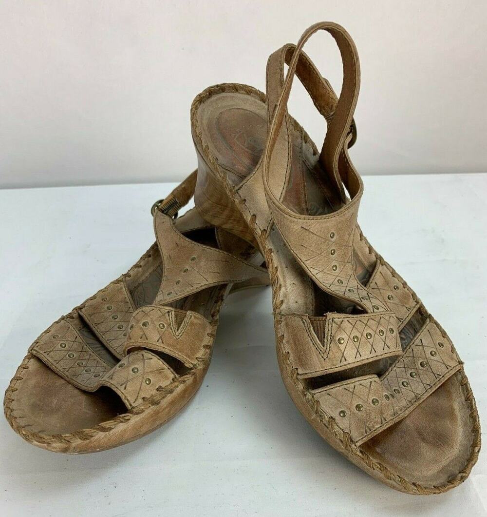 Ariat Women's Brown Leather Gladiator Platform Wedge Thong Sandals US 6B